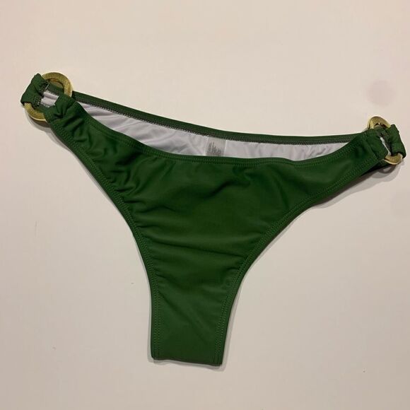 NWOT Olive Green Brazilian Bikini Bottom L Gold - Picture 9 of 9